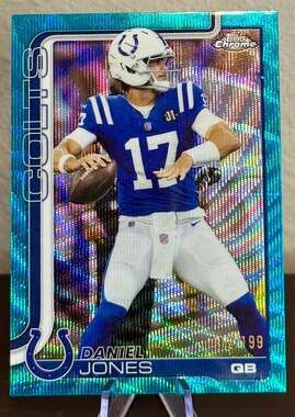 Daniel Jones 2025 Topps Chrome Indianapolis Colts Aqua Wave Refractor /199